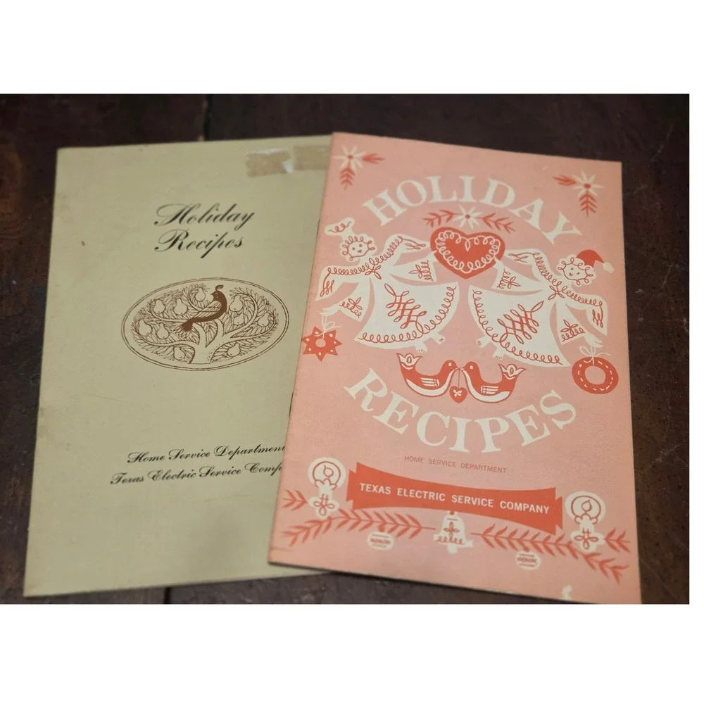 Texas Electric Service‎ Co Holiday Recipes Booklet Set 1970 Pink Vintage